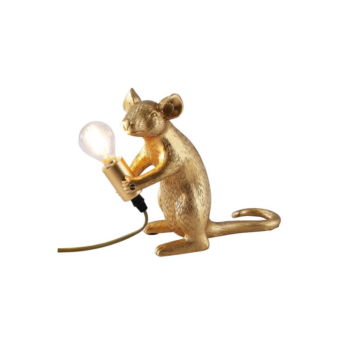Maus-Tischleuchte „Stuart“ aus Harz - Goldene Mauslampe