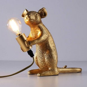 Maus-Tischleuchte „Stuart“ aus Harz - mouse lamp gold