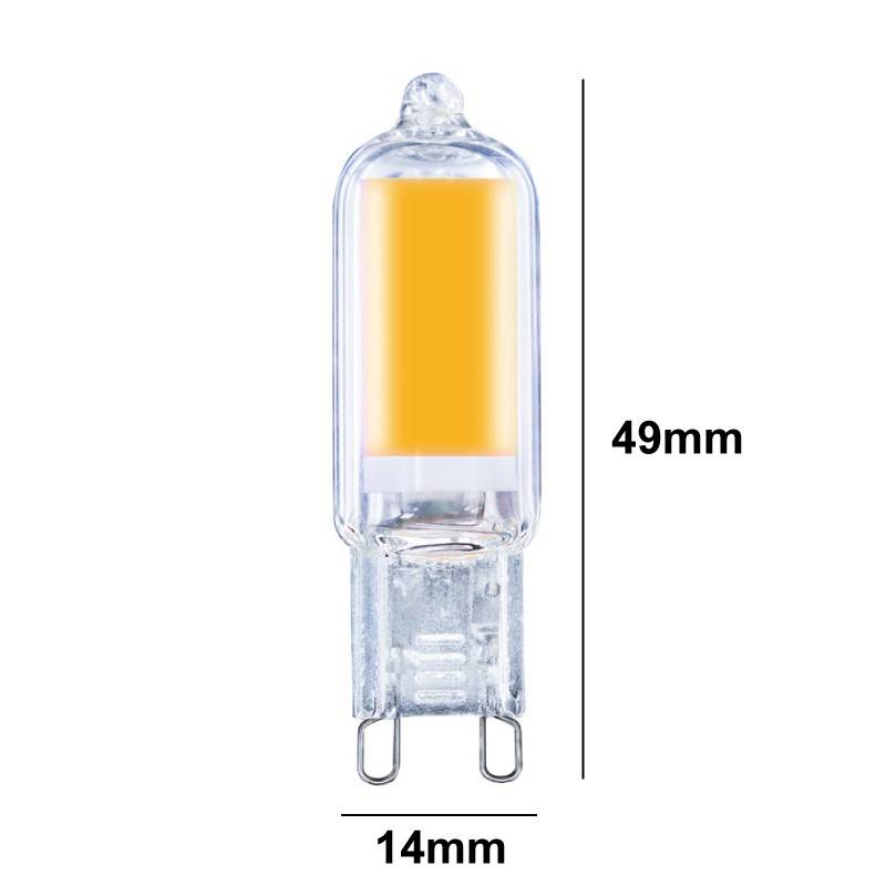 LED G9 Stiftsockellampe 220-240V AC - COB - 360° - 2W - Abmessungen