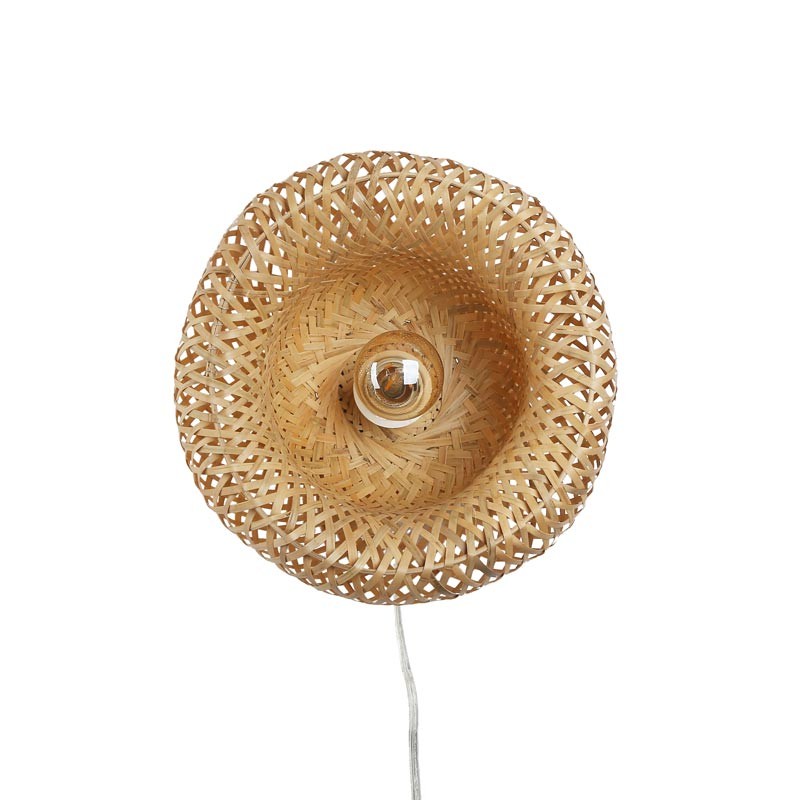 Wandleuchte aus Korbgeflecht mit Stecker „Round“ - E27 - Schattenspiel Wandleuchte aus Korbgeflecht mit Stecker „Round“ - E27 - Schattenspiel