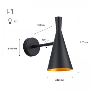 E27 Wandleuchte - Skandi, minimalistisch, Designerlampe - BEAT TALL Inspiration Tom Dixon - Abmessungen