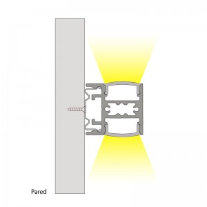 Alu-Oberflächenprofil für zwei LED-Streifen - 23,5x22,6 mm - ≤ 12mm Streifen - 2 Meter - Lichtaustritt