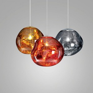 E27 Designerleuchte Hängelampe ABRIL - Tom Dixon Inspiration - Glaskugel, ästhetisch, minimalistisch, Kupfer, Silber Chrom, Gold