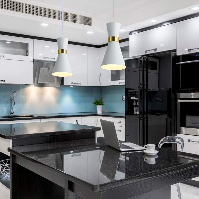 Skandi Pendelleuchte „Marlon“ aus Metall - E27 Hängelampe - Matt Schwarz Weiss Gold - Tom Dixon Skandi Pendelleuchte „Marlon“ aus Metall - E27 Hängelampe - Matt Schwarz Weiss Gold - Tom Dixon