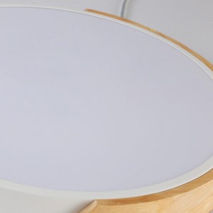 LED-Deckenleuchte rund 35W Weiß und Holz CCT ø408x50mm