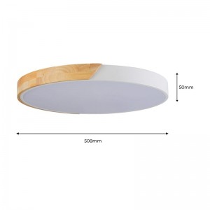 Weiß und Holz LED-Deckenleuchte CCT ø508x50mm