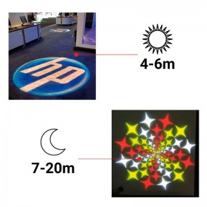 LED GOBO Strahler 30W - Rotation, Innenraum - IP40 - Digital Signage, Werbelogo, Reichweite