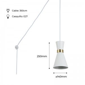 Pendelleuchte aus Metall „Mir“ mit Stecker - E27 - Abmessungen