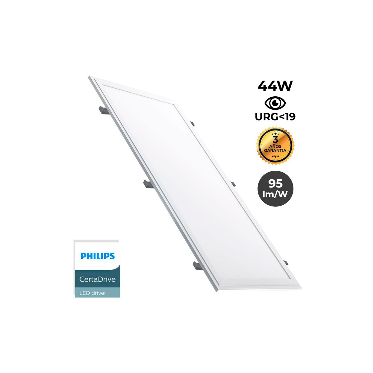 LED-Einbaupanel Slim 120X30 cm – Philips Treiber - 44W - UGR19 – mit Montage Kit