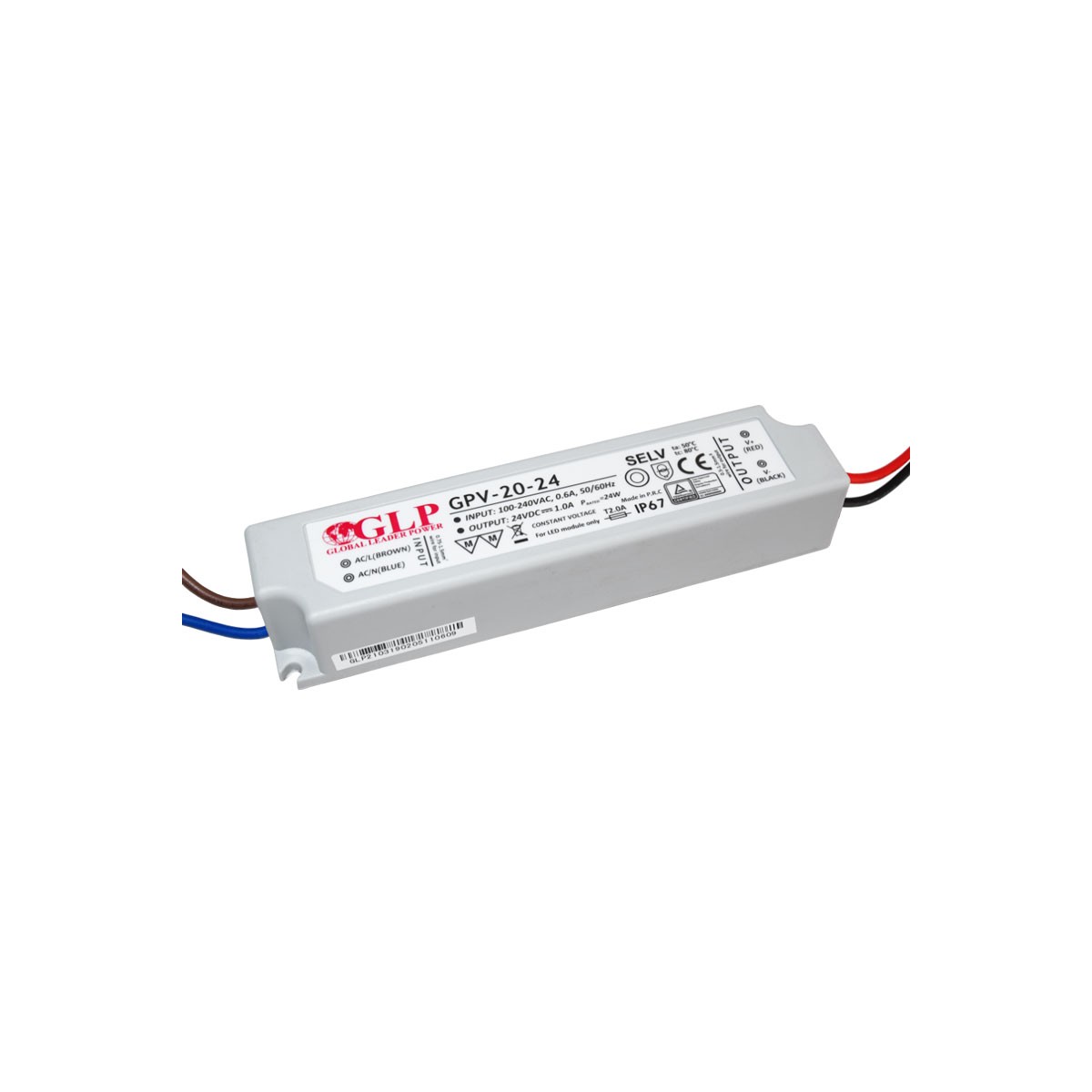 Außeneinsatz Netzteil 24V DC - 20W - IP67 - GLP - LED Streifen versorgen