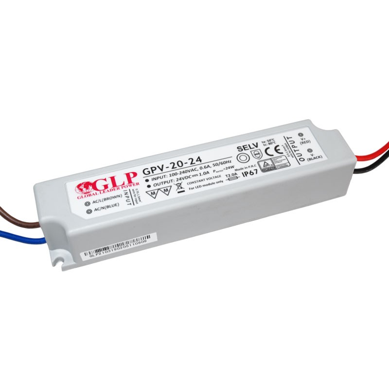 Außeneinsatz Netzteil 24V DC - 20W - IP67 - GLP - LED Streifen versorgen