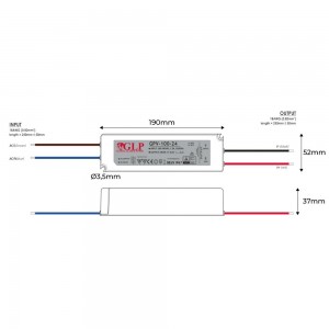 Außeneinsatz Netzteil 24V DC - 100W - IP67 - GLP - Abmessungen