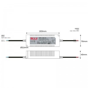 Außeneinsatz Netzteil 24V DC - 120W - IP67 - GLP - Abmessungen