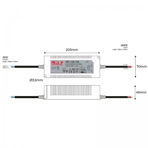 Außeneinsatz Netzteil 24V DC - 150W - IP67 - GLP - Abmessungen