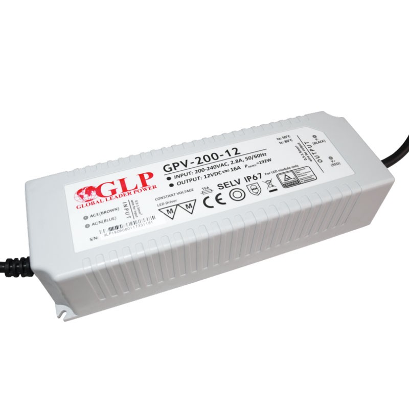 Außeneinsatz Netzteil 12V DC - 200W - IP67 - GLP - LED Streifen versorgen