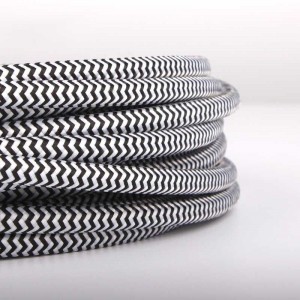 ZigZag Seideneffekt beschichtetes elektrisches Rundkabel, schwarz/weiß