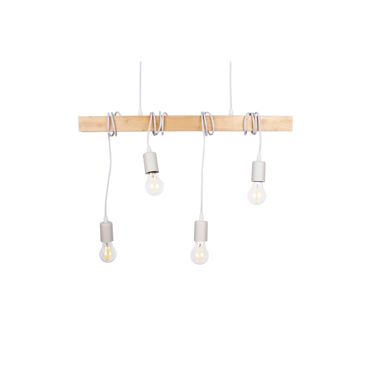 Vintage Pendelleuchte aus Holz OTTO - 4 x E27 - Hängelampe, LED Hängeleuchte, Retro, Holzbalken