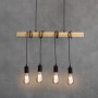 Vintage Pendelleuchte aus Holz OTTO - 4 x E27 - Hängelampe, LED Hängeleuchte, Holz Natur, Holzbalken, Bar, Geschäftsraum