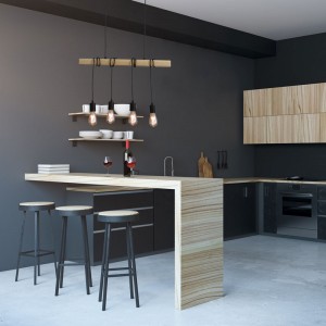 Vintage Pendelleuchte aus Holz OTTO - 4 x E27 - Hängelampe, LED Hängeleuchte, Retro, Holzbalken
