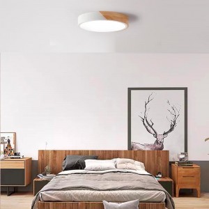 Weiß und Holz LED-Deckenleuchte CCT ø508x50mm
