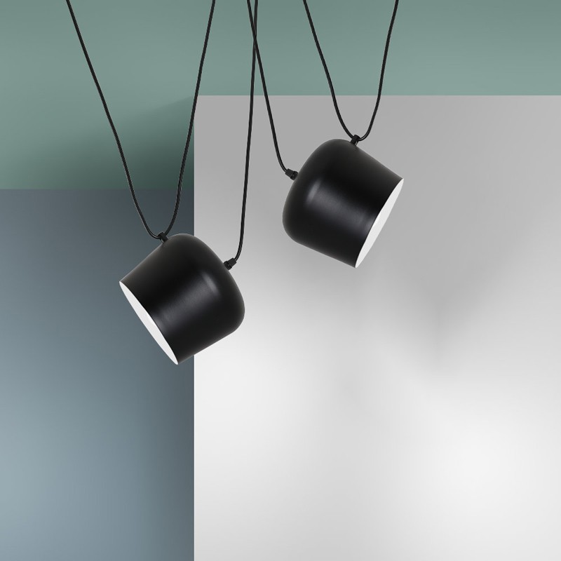 Minimalistische, moderne E27 Hängelampe AGOS - FLOS AIM Inspiration - Aus Aluminium, skulptural
