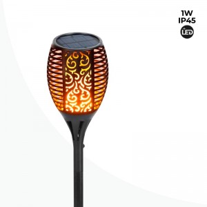 LED-Solartaschenlampe mit Feuereffekt-Glühbirne und Solarpanel - IP65
