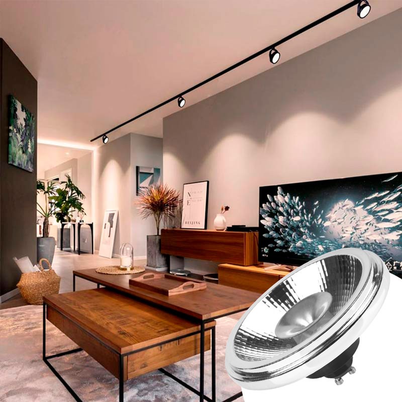 Pack LED-Schienenstrahler 3 Phasen + LED-Glühbirne AR111 GU10 Pack LED-Schienenstrahler 3 Phasen + LED-Glühbirne AR111 GU10