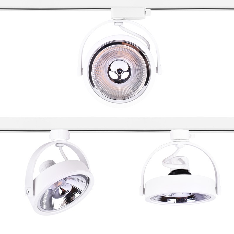 Pack LED-Schienenstrahler einphasig + LED-Glühbirne AR111 GU10 Pack LED-Schienenstrahler einphasig + LED-Glühbirne AR111 GU10