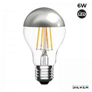 Silberne Led-Glühbirne mit Spiegeleffekt E27 6W