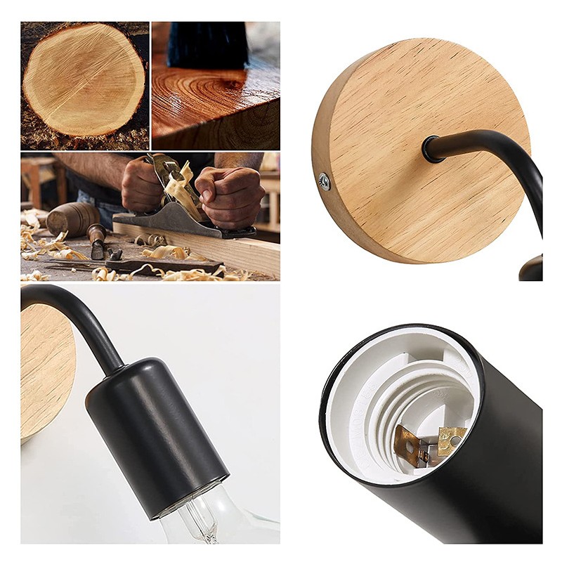 2er-Pack Wandleuchten aus Holz mit Metallflexo "Morgan".