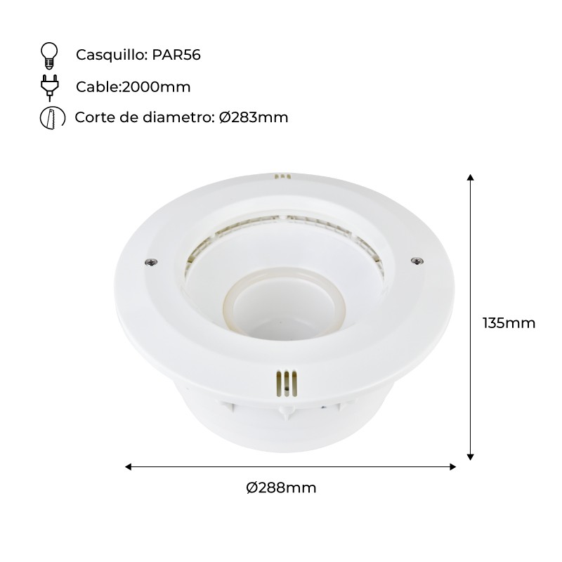 Einbaunische für Poollampe PAR56, IP68 fassung