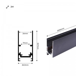 Magnetschiene 48V + Aufhängeset - 2 Meter - Abmessungen