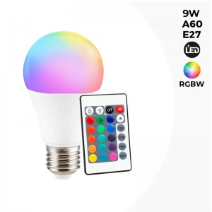 LED-Glühbirne A60 E27 RGBWW 9W mit Fernbedienung