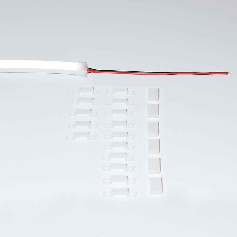 Flexibles LED-Neon 24V DC – 5 Meter - IP67 - Vertikale Biegerichtung - Endkappen & Clips Flexibles LED-Neon 24V DC – 5 Meter - IP67 - Vertikale Biegerichtung - Endkappen & Clips