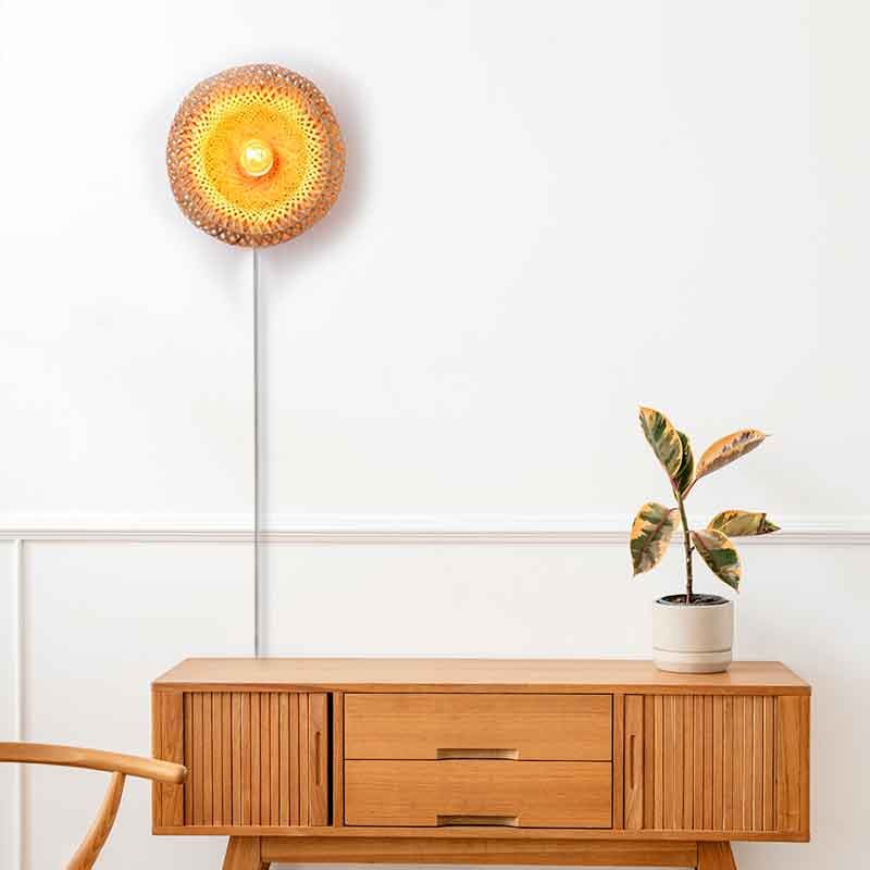 Wandleuchte aus Korbgeflecht mit Stecker „Round“ - E27 Wandleuchte aus Korbgeflecht mit Stecker „Round“ - E27