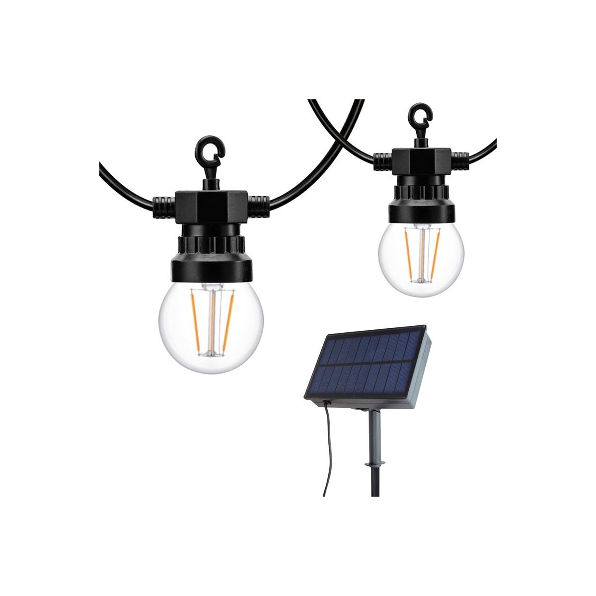LED-Lichterkette mit Solarmodul – 8 Meter – 10 Leuchtmittel enthalten