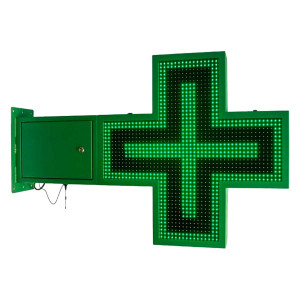 Grünes LED-Apothekenkreuz P16 - doppelseitig - einstellbar- Außeneinsatz