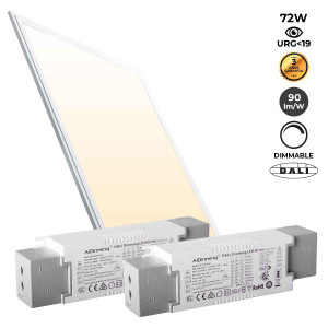 LED-Einbaupanel 120x60 cm - DALI dimmbar - 72W - 6500 lm - UGR19 - LED Panel - Warmweiss