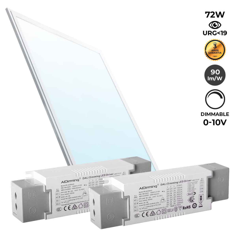 Dimmbares LED-Panel 0-10 versenkt 120x60cm 72W 6500LM UGR19