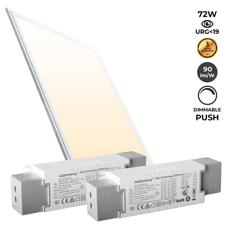 Dimmbares PUSH LED-Einbaupaneel 120x60cm 72W 6500LM UGR19