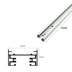 1 Phasen Stromschiene für LED Leuchten - 2 Meter - Abmessungen