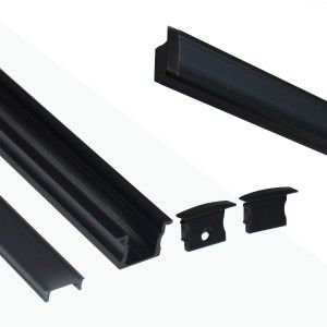 Alu Einbauprofil mit Diffusor für LED-Streifen - 2 Kappen - 23x15mm - 2 Meter