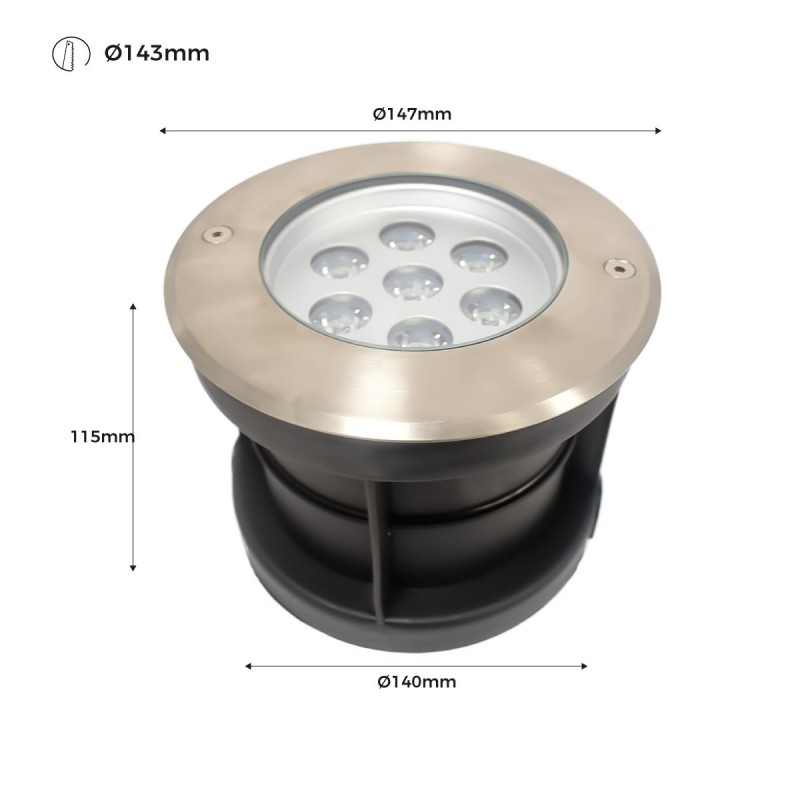 7W LED-Bodeneinbaustrahler - - Warmweiß 15cm Ø - IP67