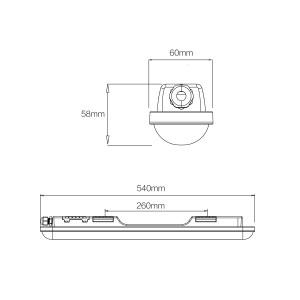 Verknüpfbare LED Feuchtraumleuchte - 9W - 60cm - 990lm - IP65 - Abmessungen