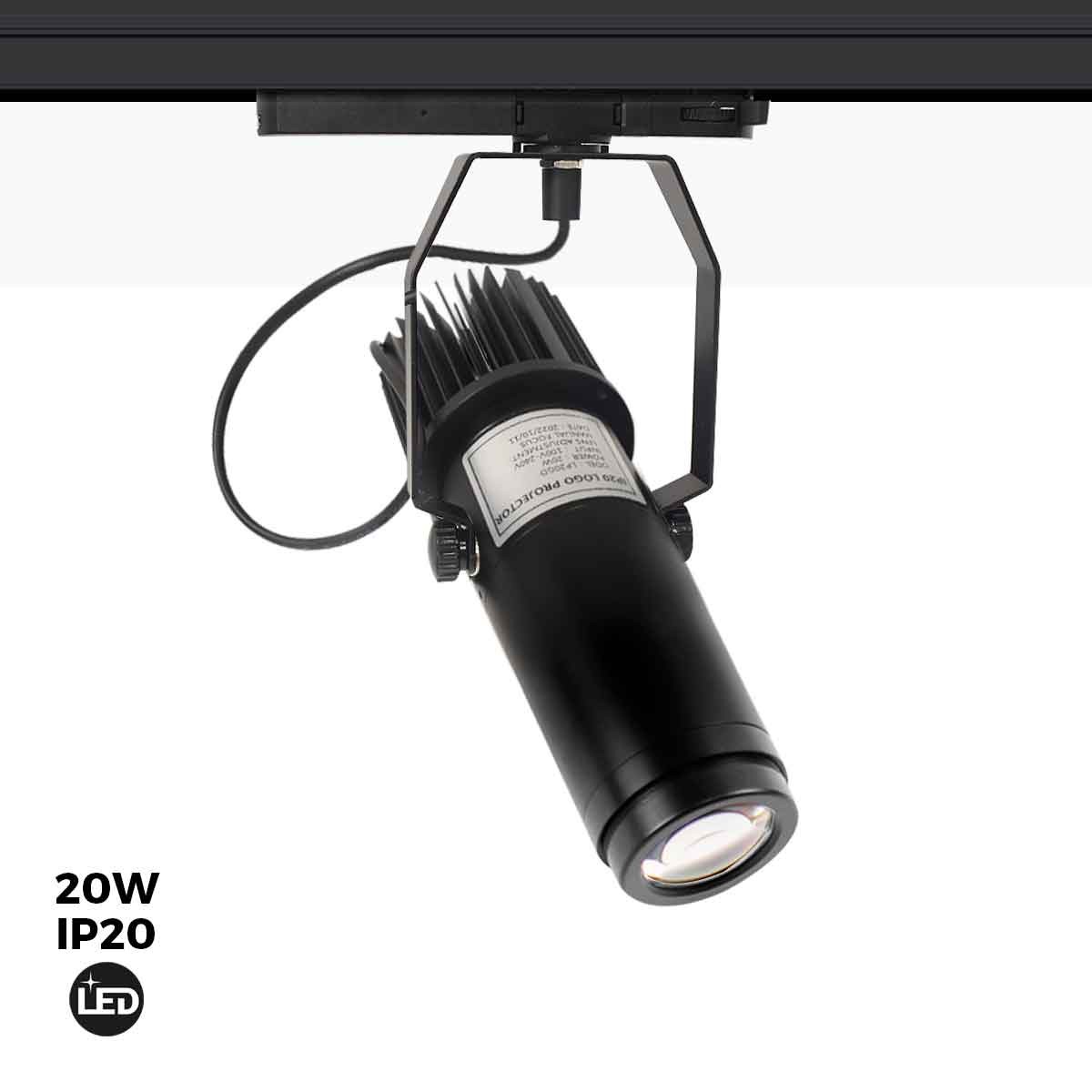LED Logo-Projektor für 3-Phasen Stromschienen - 20W - 2200lm