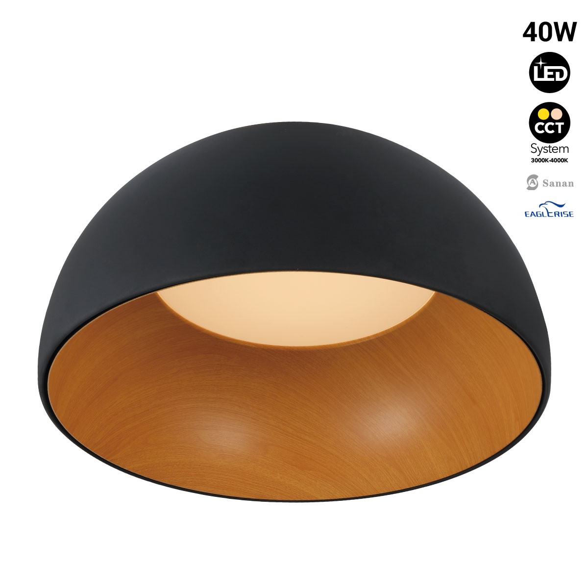 CCT Holzoptik LED-Deckenleuchte 3000K - - - 40W „Gina“ - 4000K