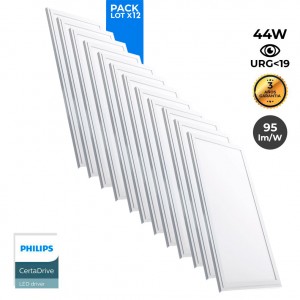 12er-Pack LED-Einbaupanels slim 120x30 cm – Philips Treiber - 44W - UGR19