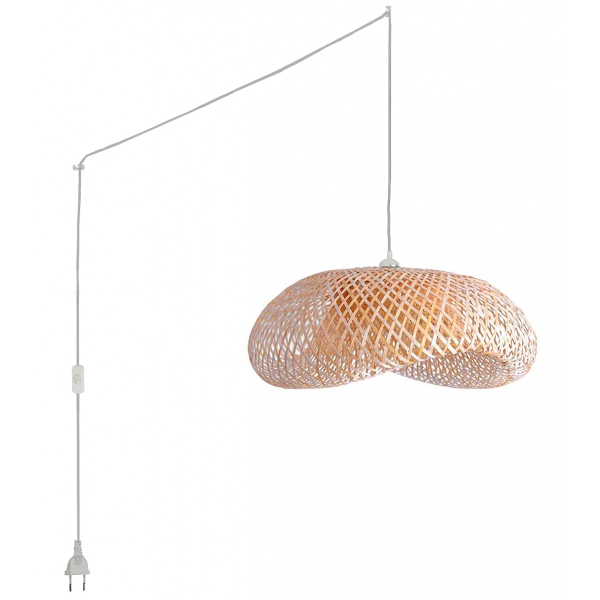 Pendelleuchte aus Weide „Vimet Lite“ mit Schalter und Stecker