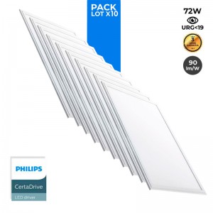 10er-Pack LED-Einbaupanels slim 120x60 cm - PHILIPS Treiber - 72W - UGR19