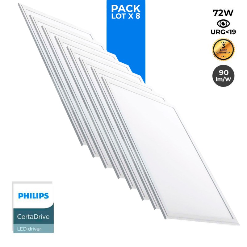 8er-Pack LED-Einbaupanels slim 120x60 cm - PHILIPS Treiber - 72W - UGR19